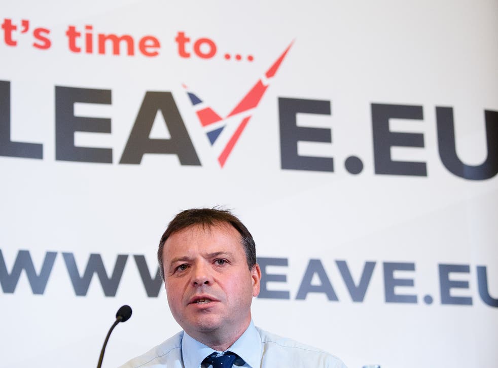 Arron Banks, one of Leave.EU's biggest donors, speaks at a press briefing in London