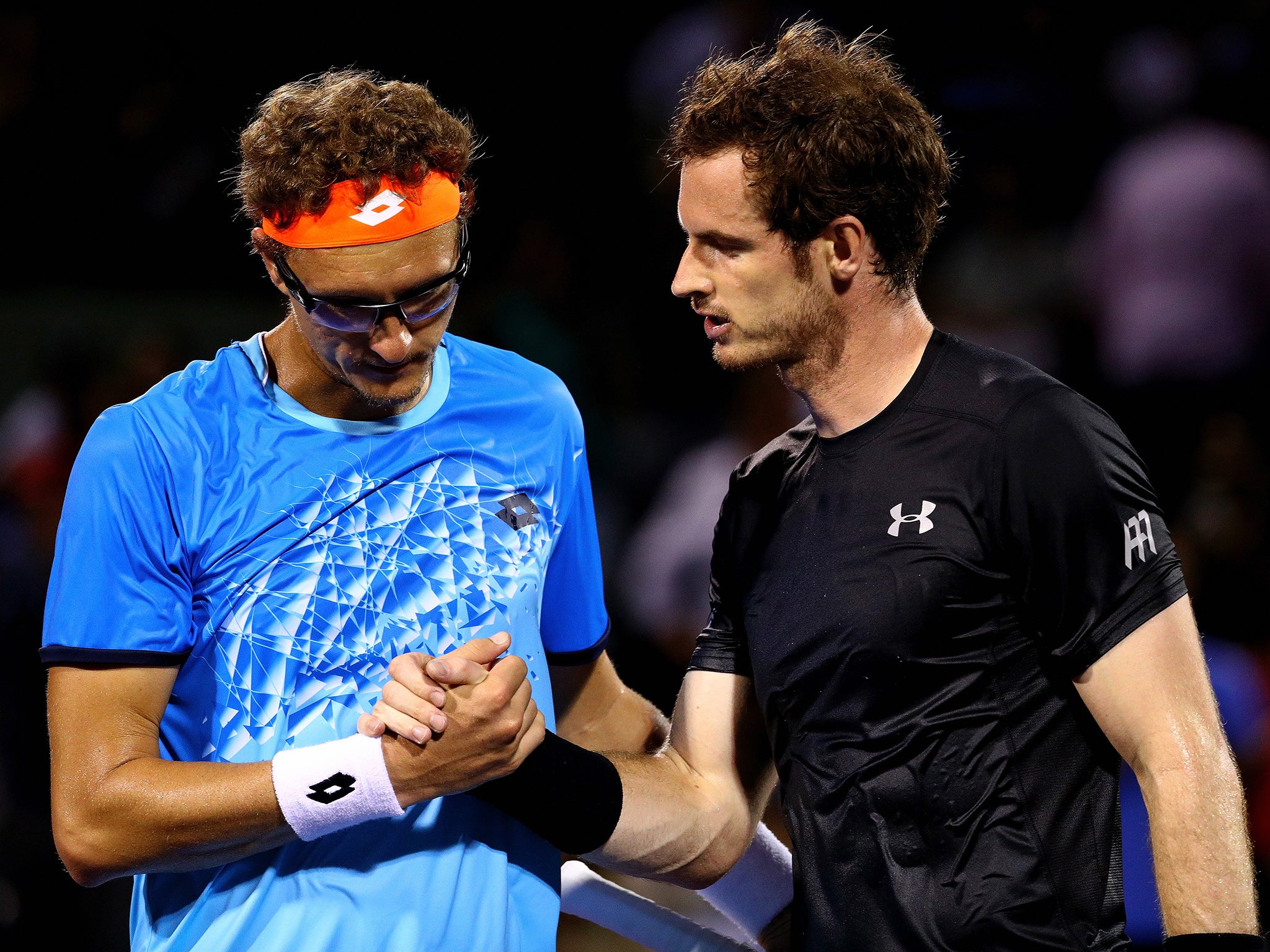 Andy Murray celebrates winning a match against Denis Istomin