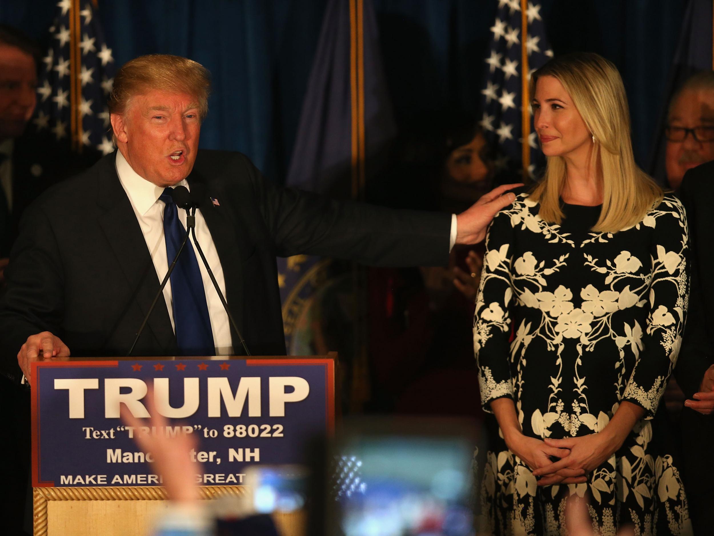 Trump and daughter Ivanka at the New Hampshire Primary