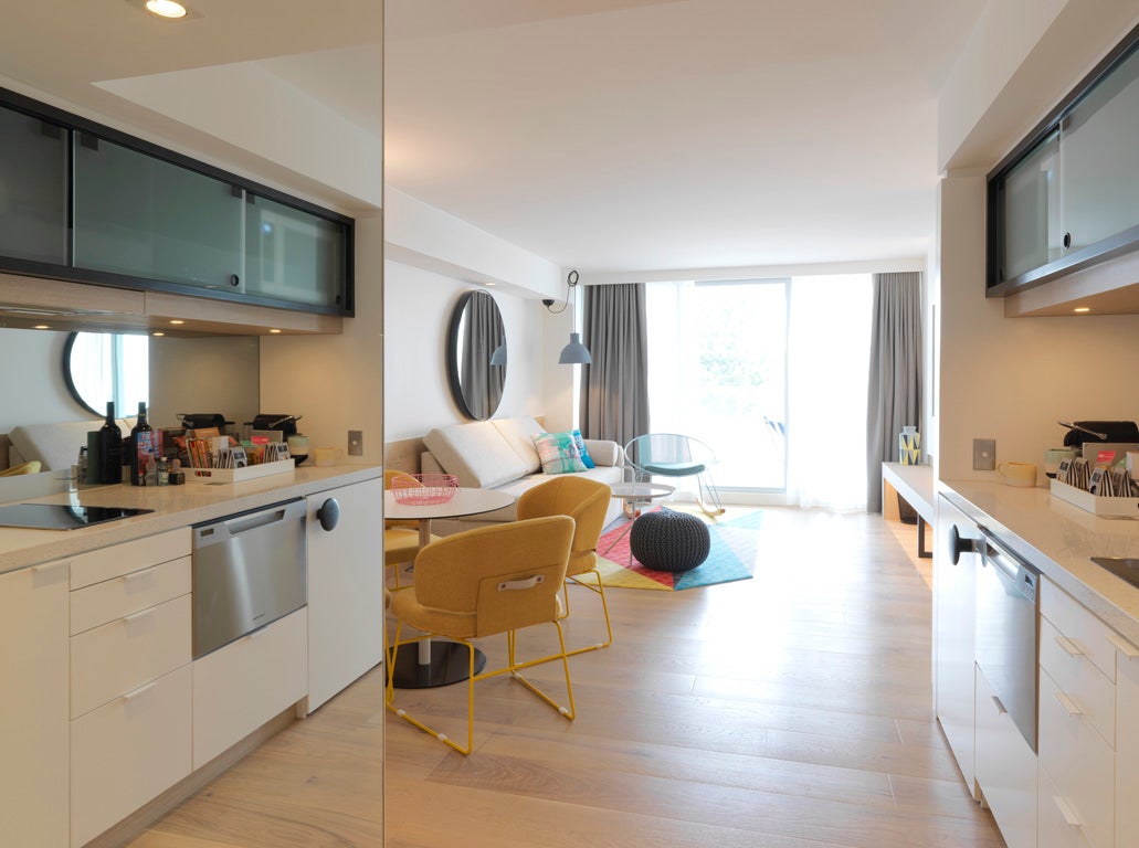 An in-room kitchenette
