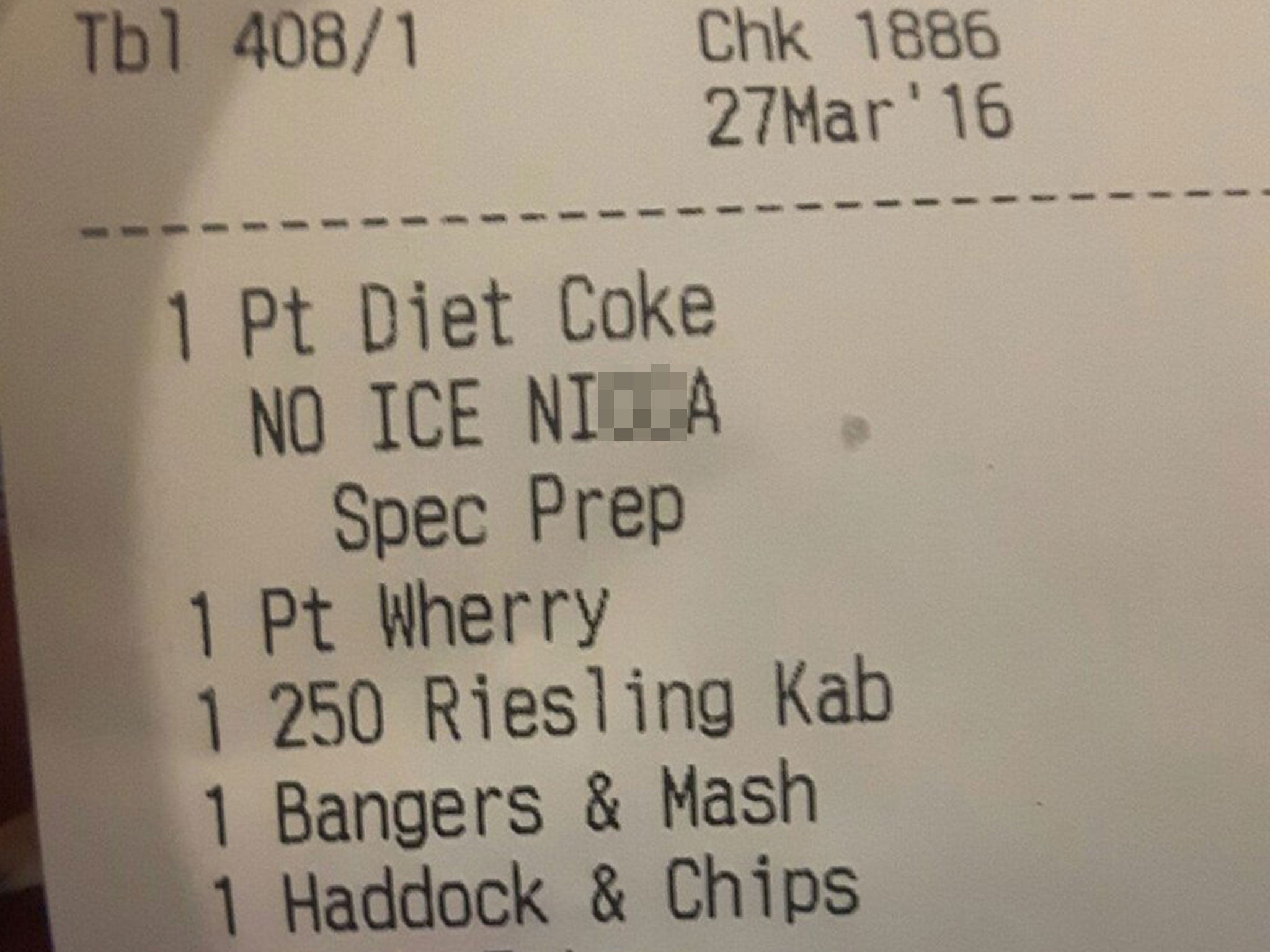 A group of women found a message reading 'no ice ni**a' when they were given their bill in The Happenstance restaurant