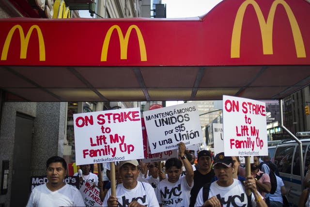 'Fight for $15' protesters in New York, whose strike action inspired a nationwide movement