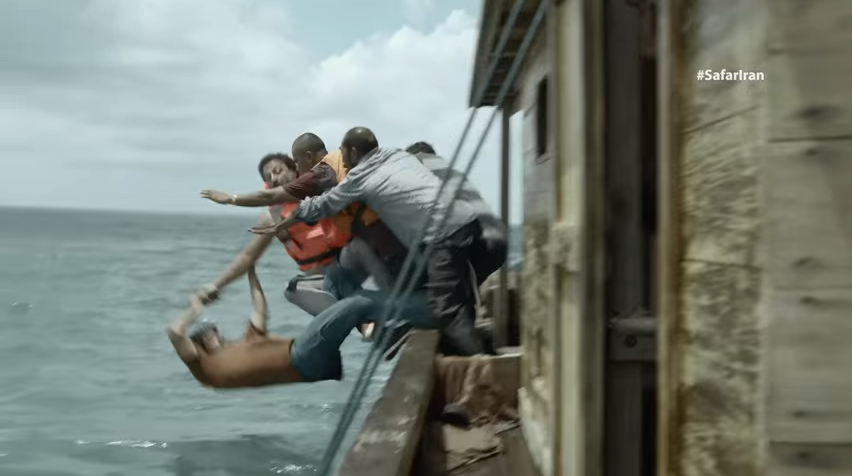 The smugglers attempt to throw refugees overboard as the boat fills up with water
