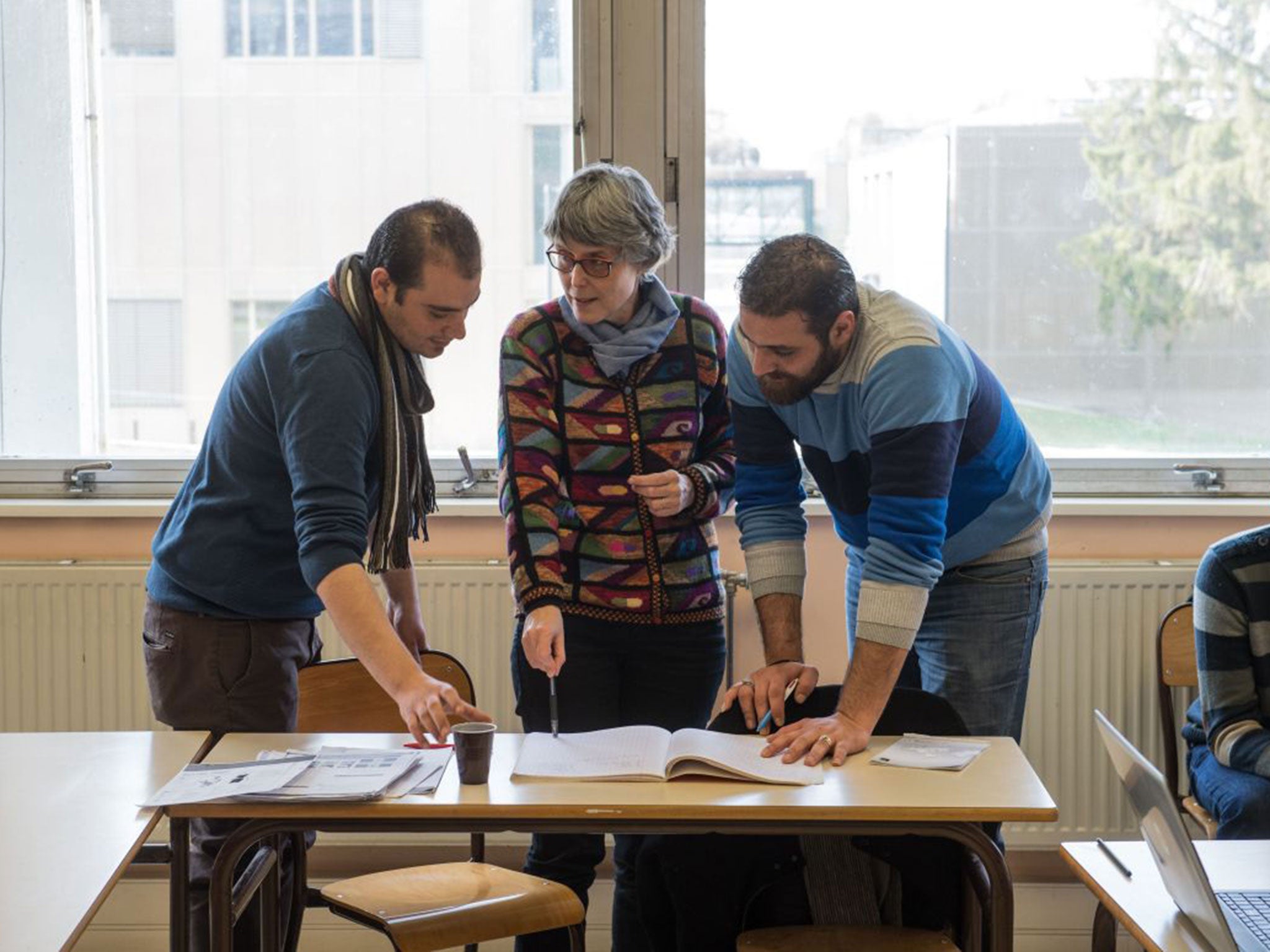 Syrian refugees attend a French lesson at university in eastern France. To date, the world’s richest nations have resettled just 67,000 people between them