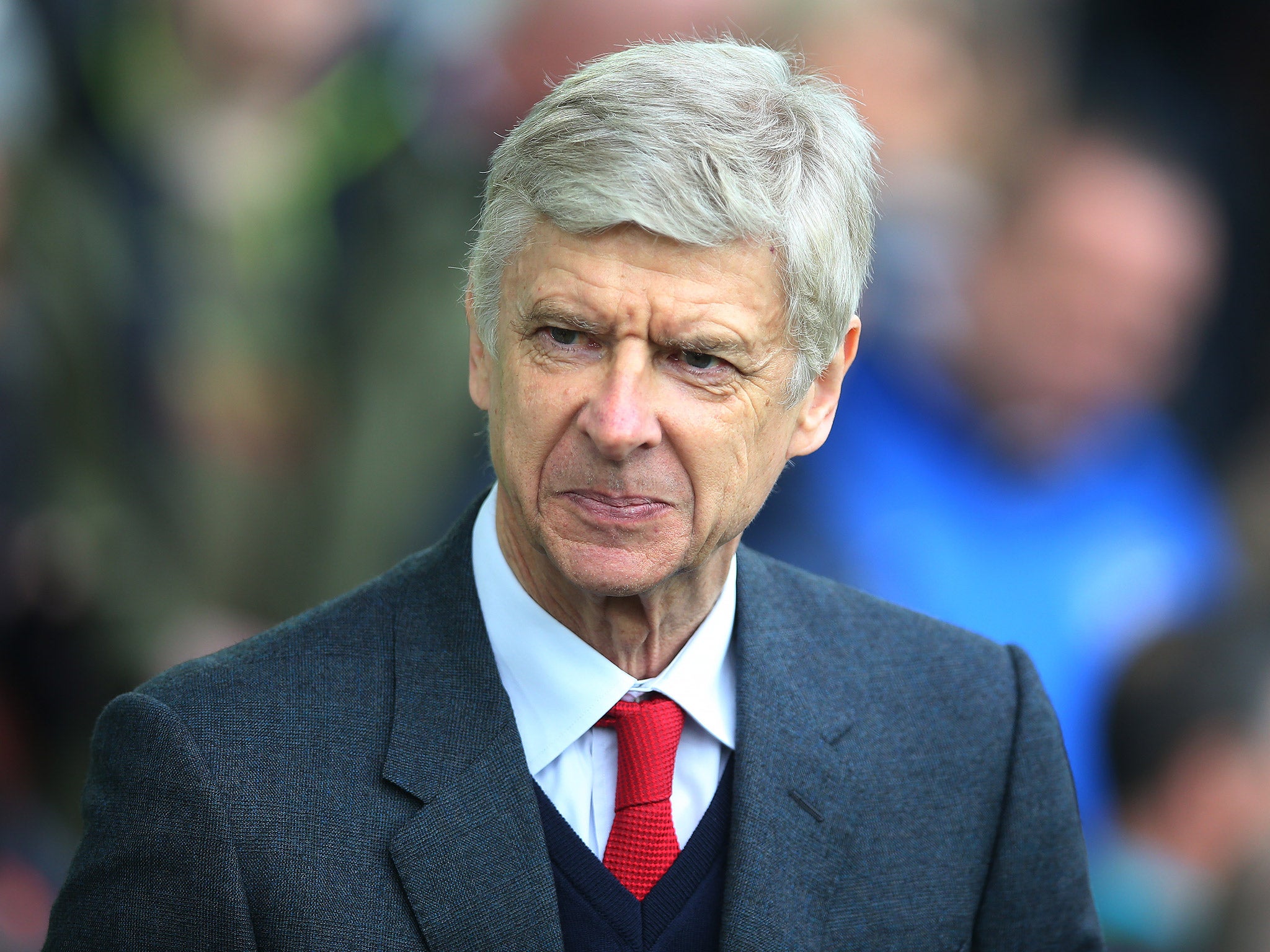 Arsenal manager Arsene Wenger looks on from the touchline