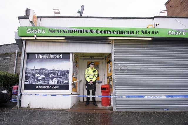 General view of the shop where Asad Shah worked in Shawlands, Glasgow