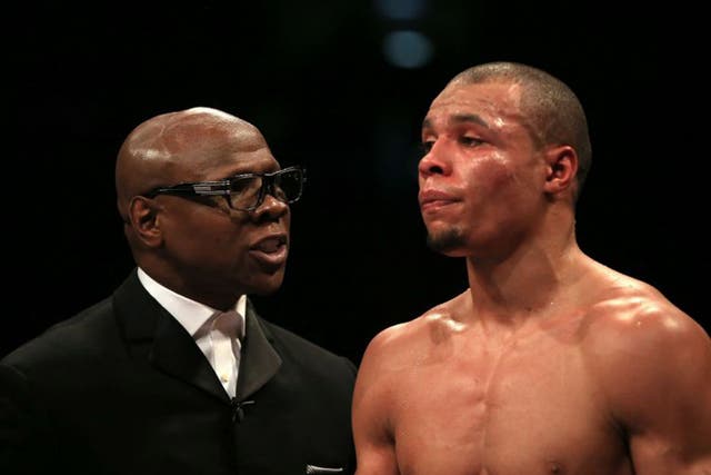 Chris Eubank Sr and his son Eubank Jr speak after the boxer's fight against Nick Blackwell on Saturday