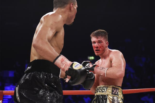 Nick Blackwell, right, was stopped on the doctor's advice in the 10th round