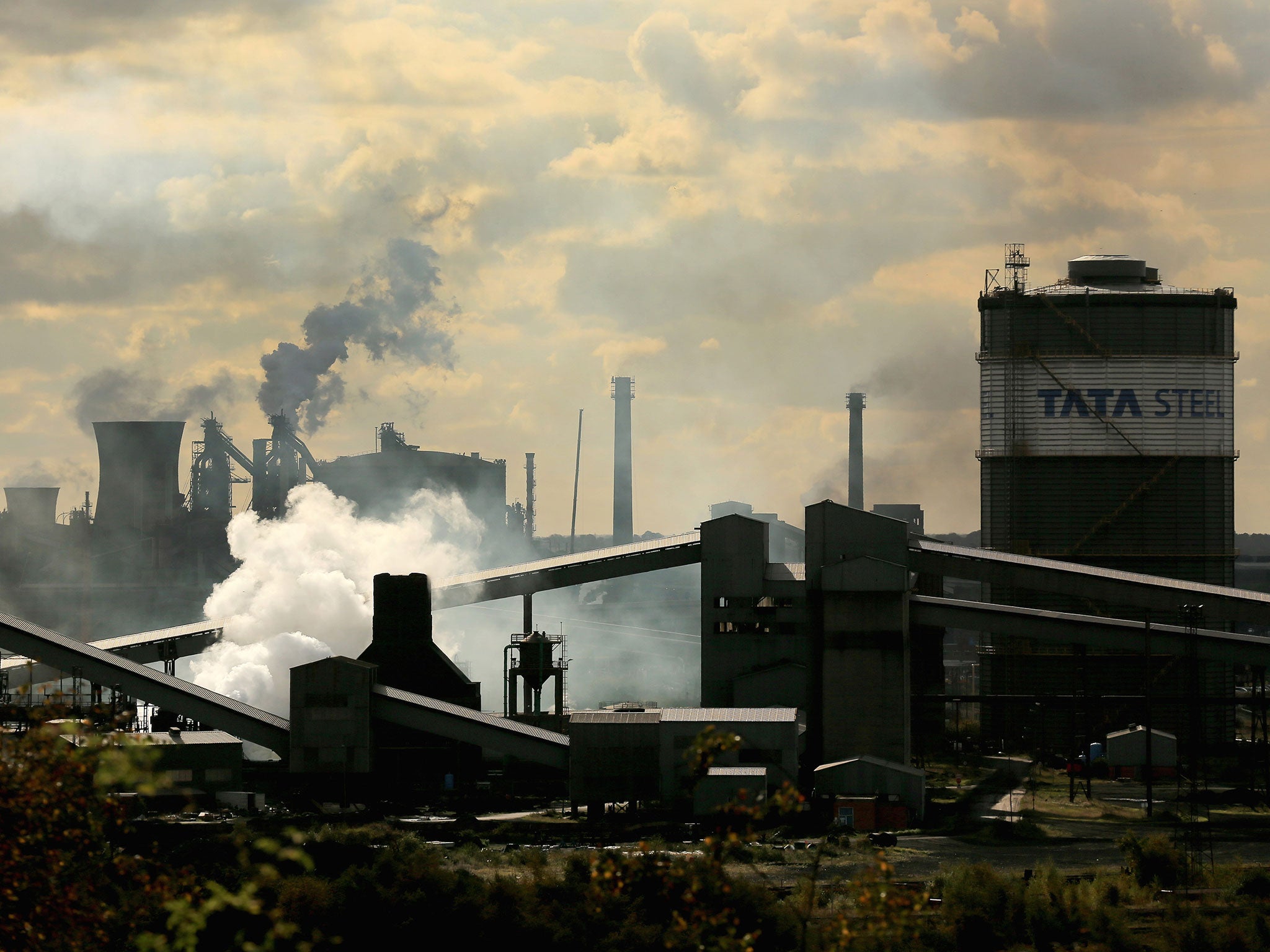 A view of the Tata Steel processing plant at Scunthorpe