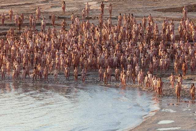 More than 1,000 nude Israelis pose for US photographer Spencer Tunick's first Middle East mass shoot in 2011