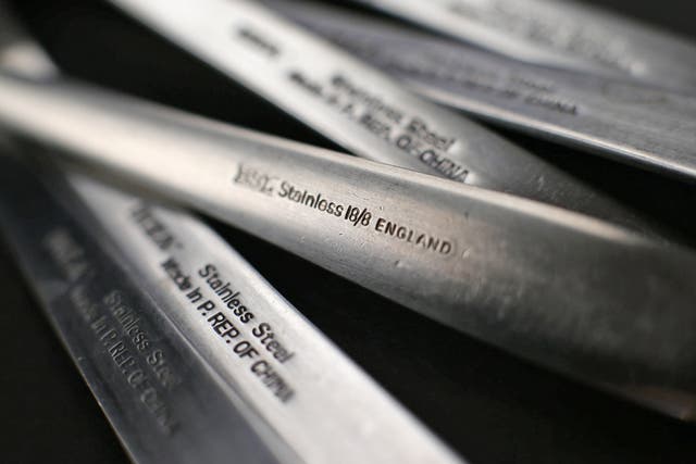 Stainless steel cutlery made in both China and England