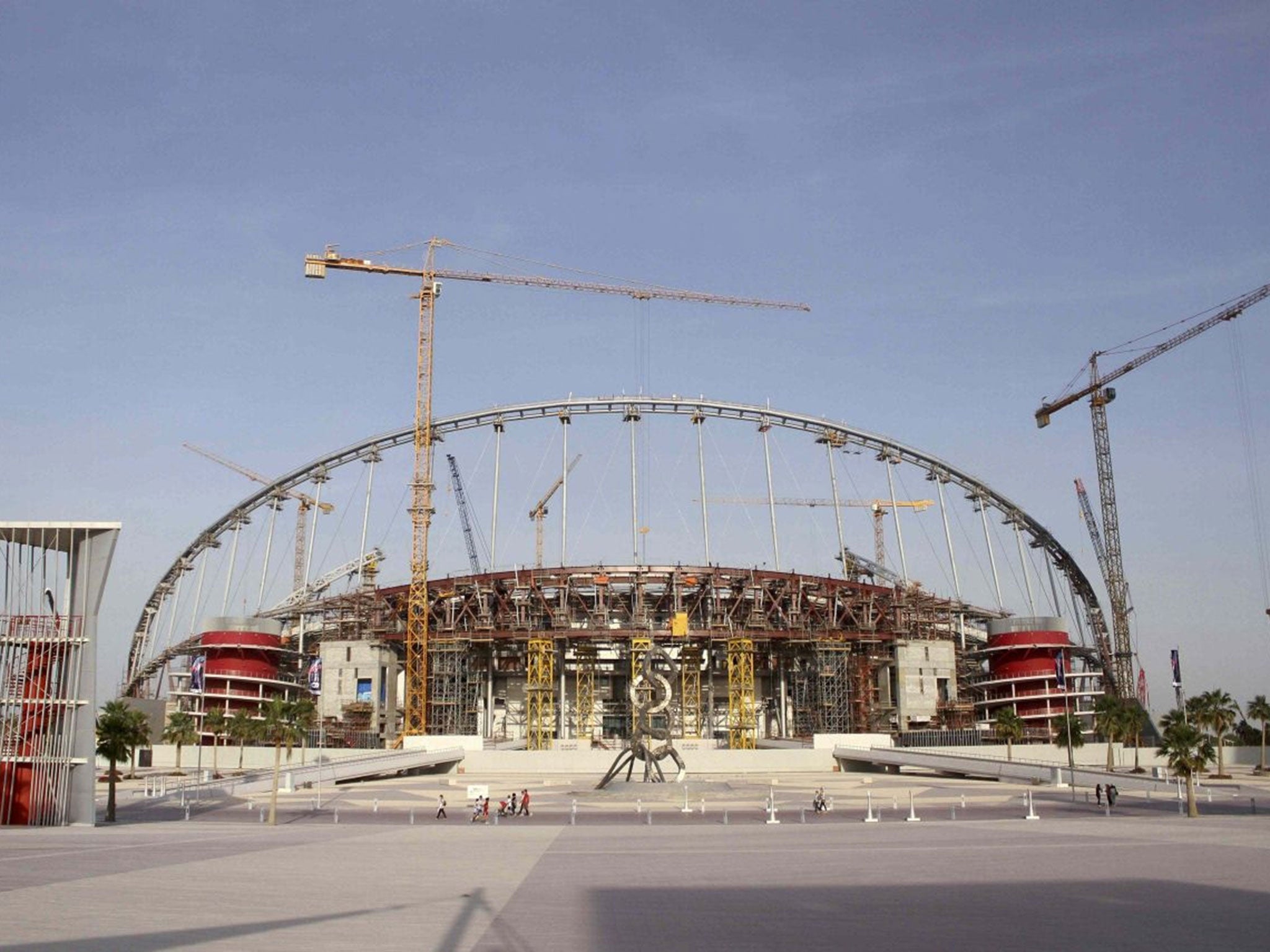 A view of the construction work at the Khalifa International Stadium in Doha, Qatar, 26 March, 2016