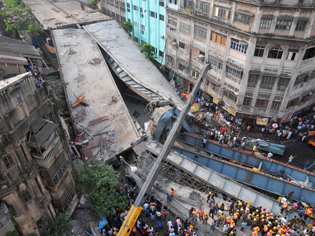 Kolkata bridge collapse: At least 21 dead and 150 feared trapped after ...