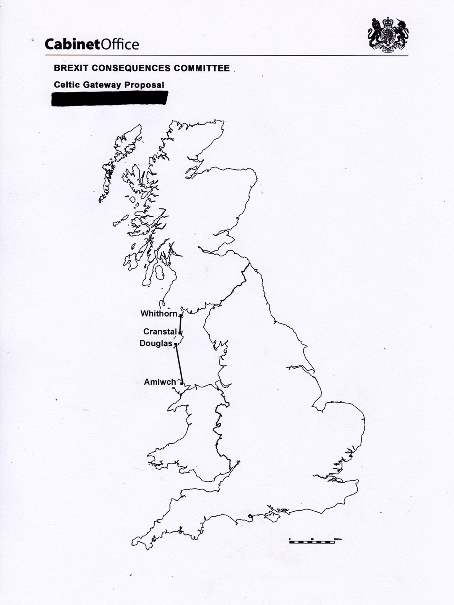 Civil servants also saw a map with a proposed route for a tunnel or bridge connecting Wales and Scotland