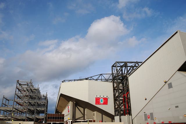 Redevelopment of Anfield's main stand is currently ongoing