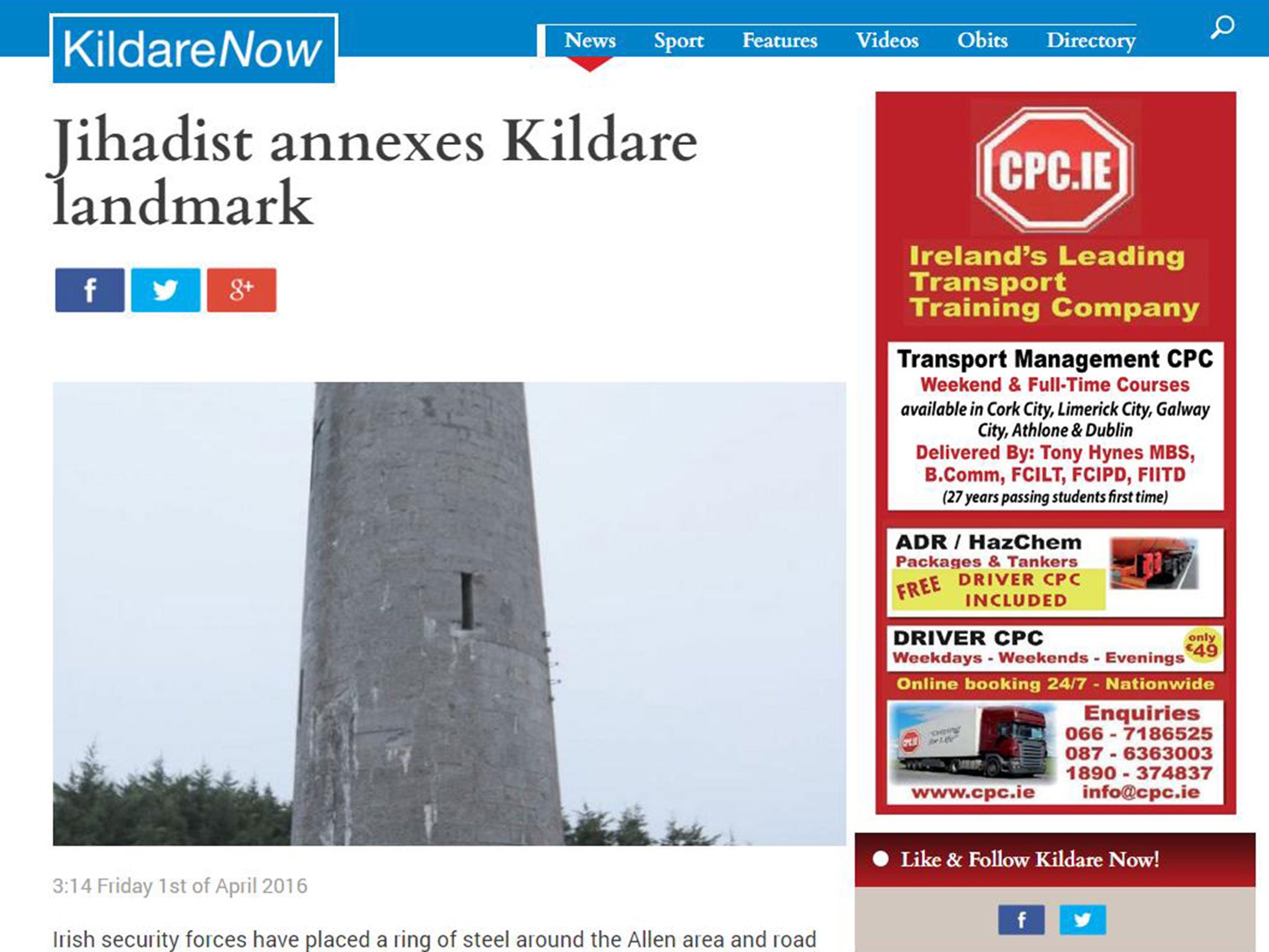 Kildare Now's April Fools' Day story