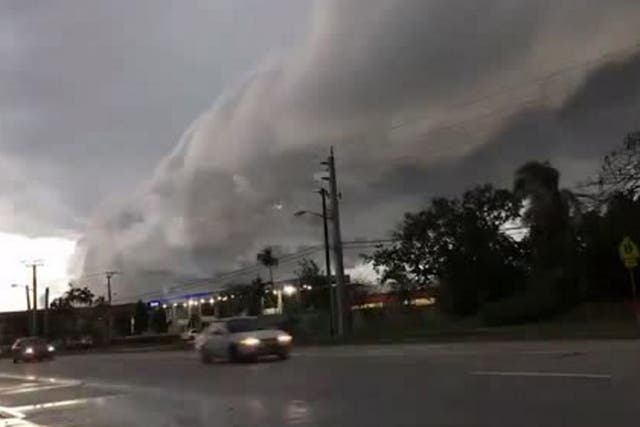 A rare roll cloud sweeps across the sky in Florida