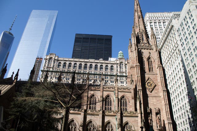The alleged attack took place outside of Trinity Church in Manhattan.
