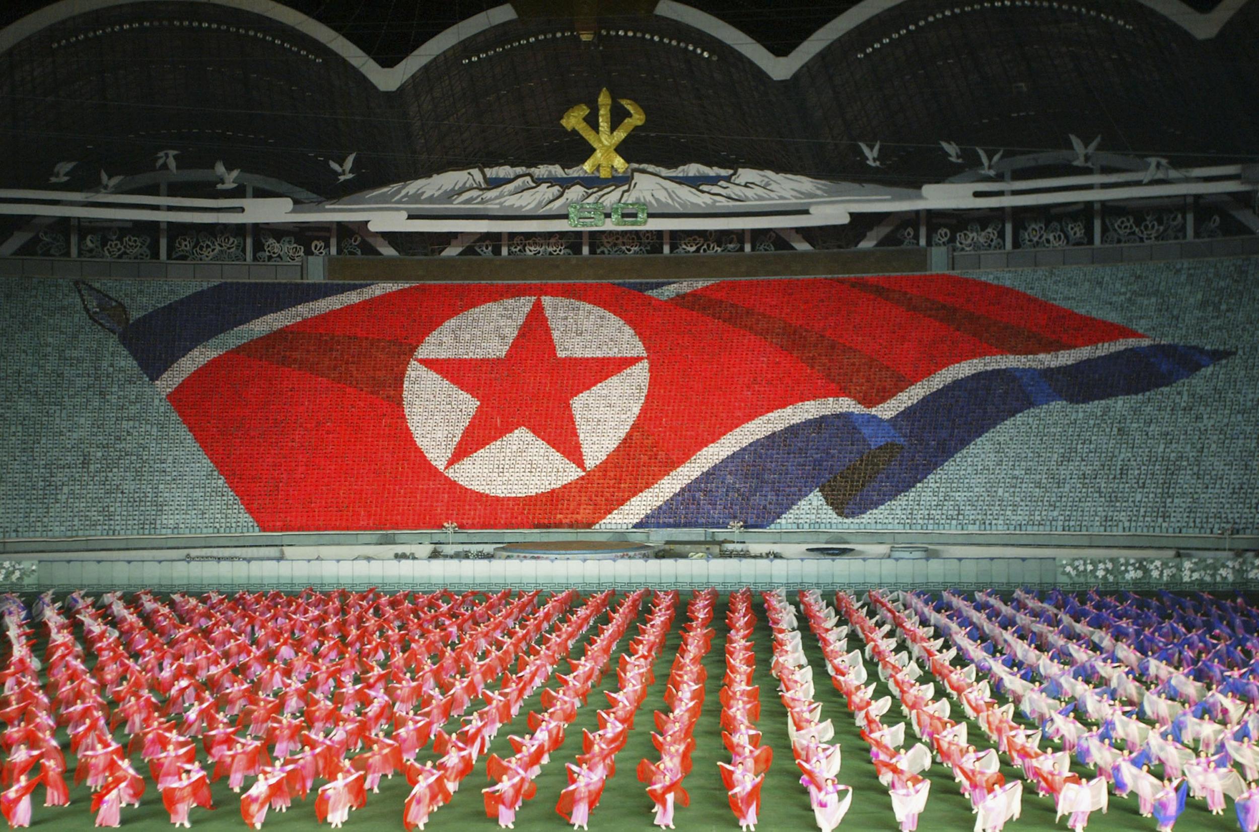 North Koreans perform at the Arirang festival in 2005
