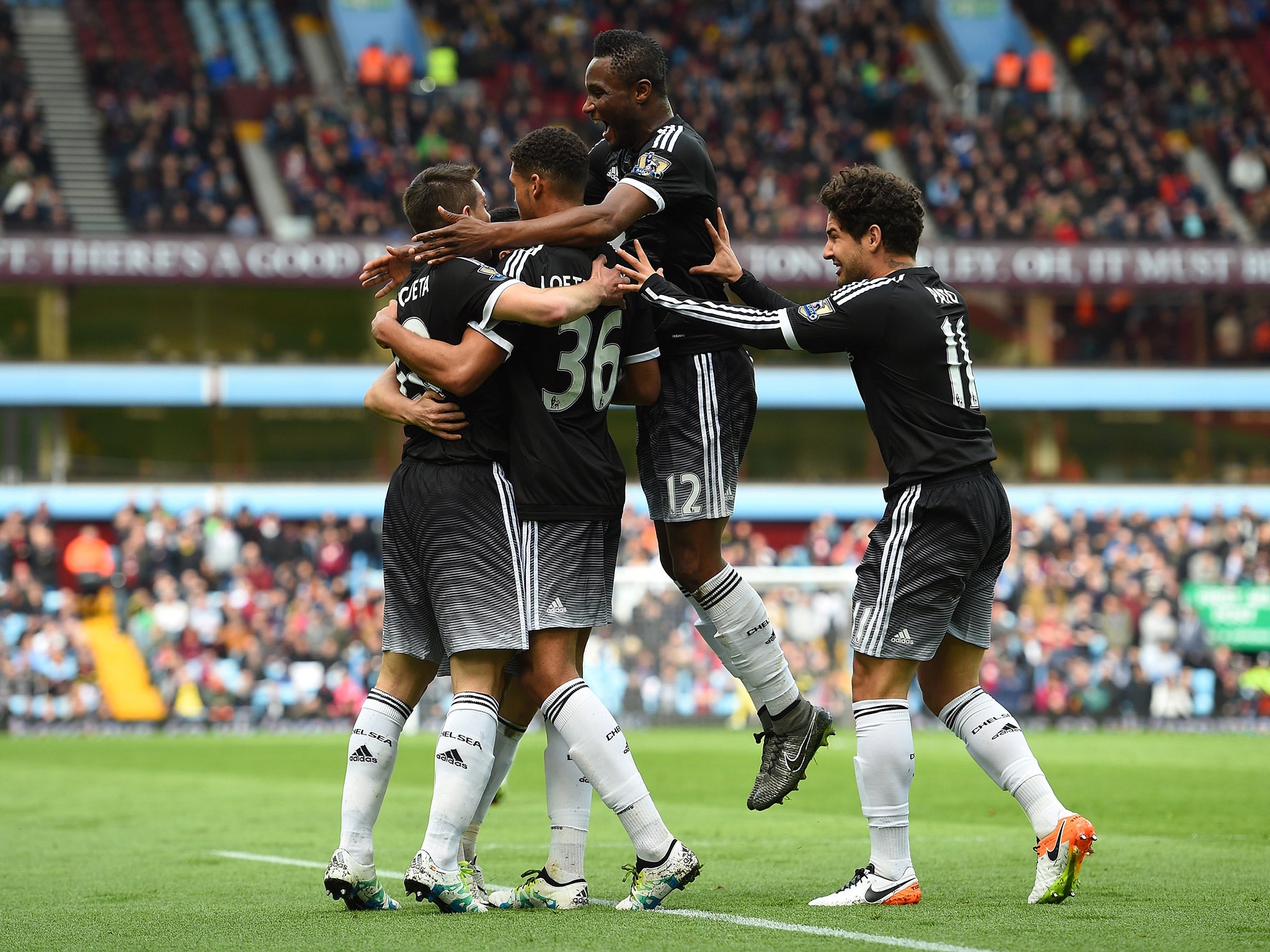 Chelsea celebrate after Ruben Loftus-Cheek scores against Aston Villa