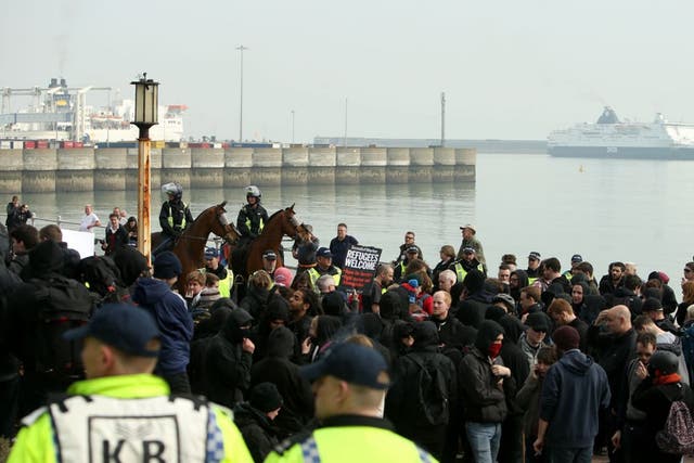 Eight people were arrested at the protest in Dover on Saturday