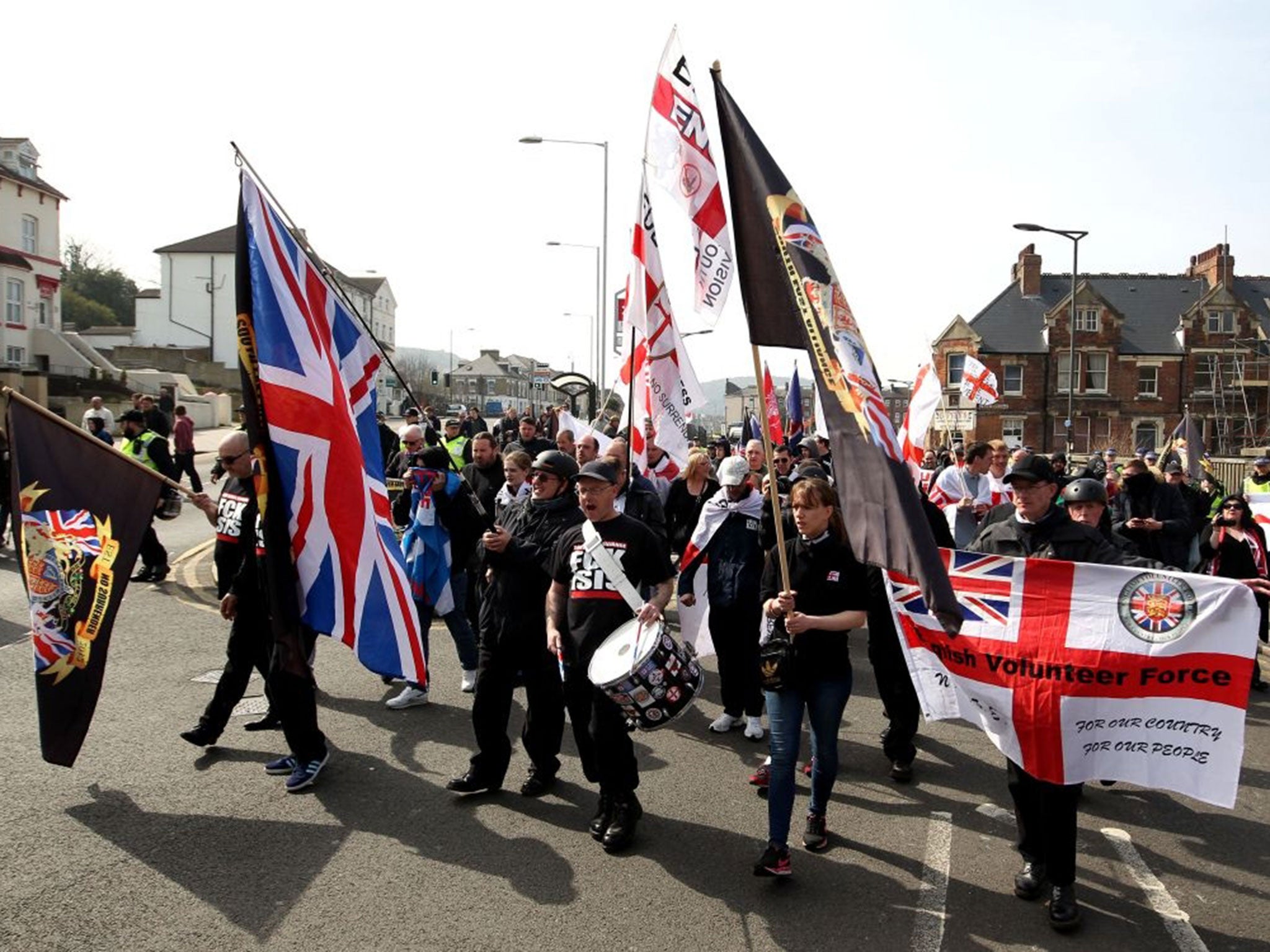 Far-right protesters march though Dover
