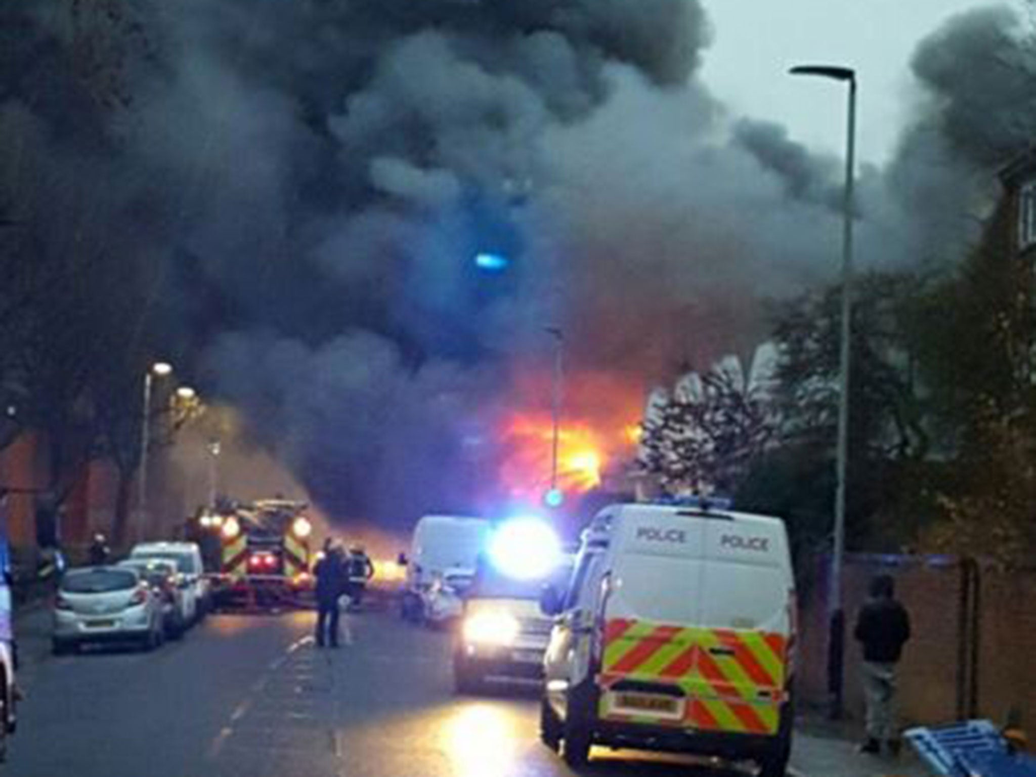 Pictures from the scene show plumes of thick smoke billowing into the air