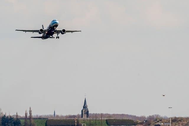 <p>A Brussels Airlines plane takes off at Brussels Airport</p>