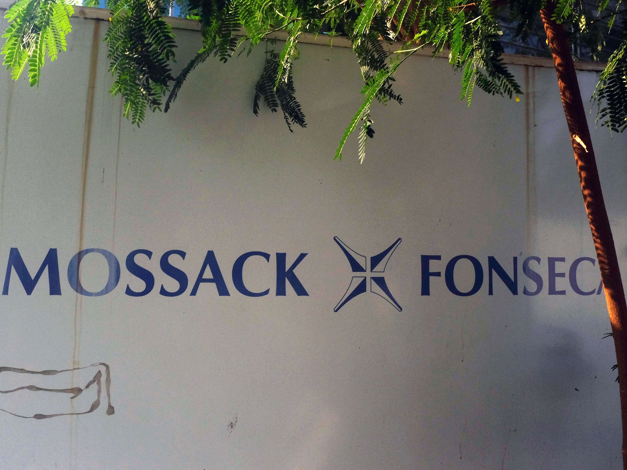 View of a sign outside the building where Panama-based Mossack Fonseca law firm offices are placed in Panama City on April 3, 2016.