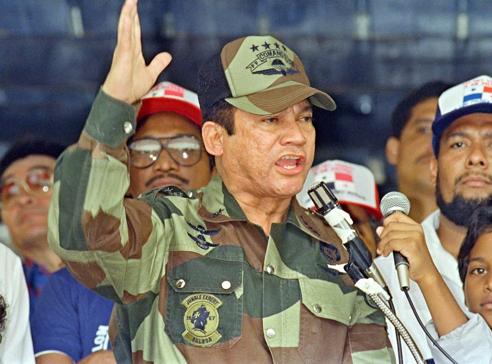 Former Panama dictator Manuel Noriega gives an address in 1988