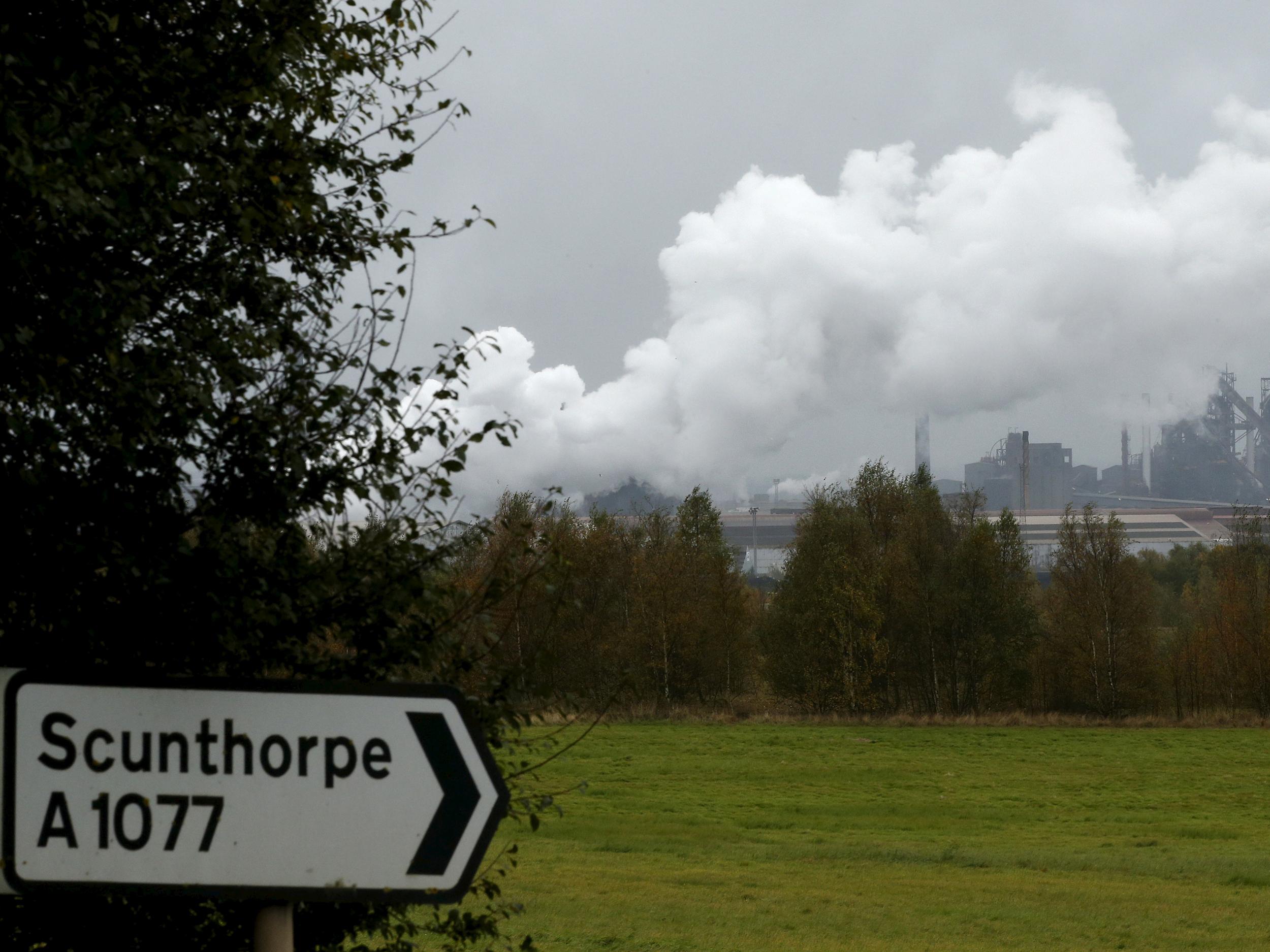 The Tata Steel plant is seen in Scunthorpe northern England