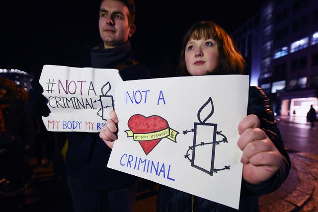 Protest in Northern Ireland against the country's abortion laws 