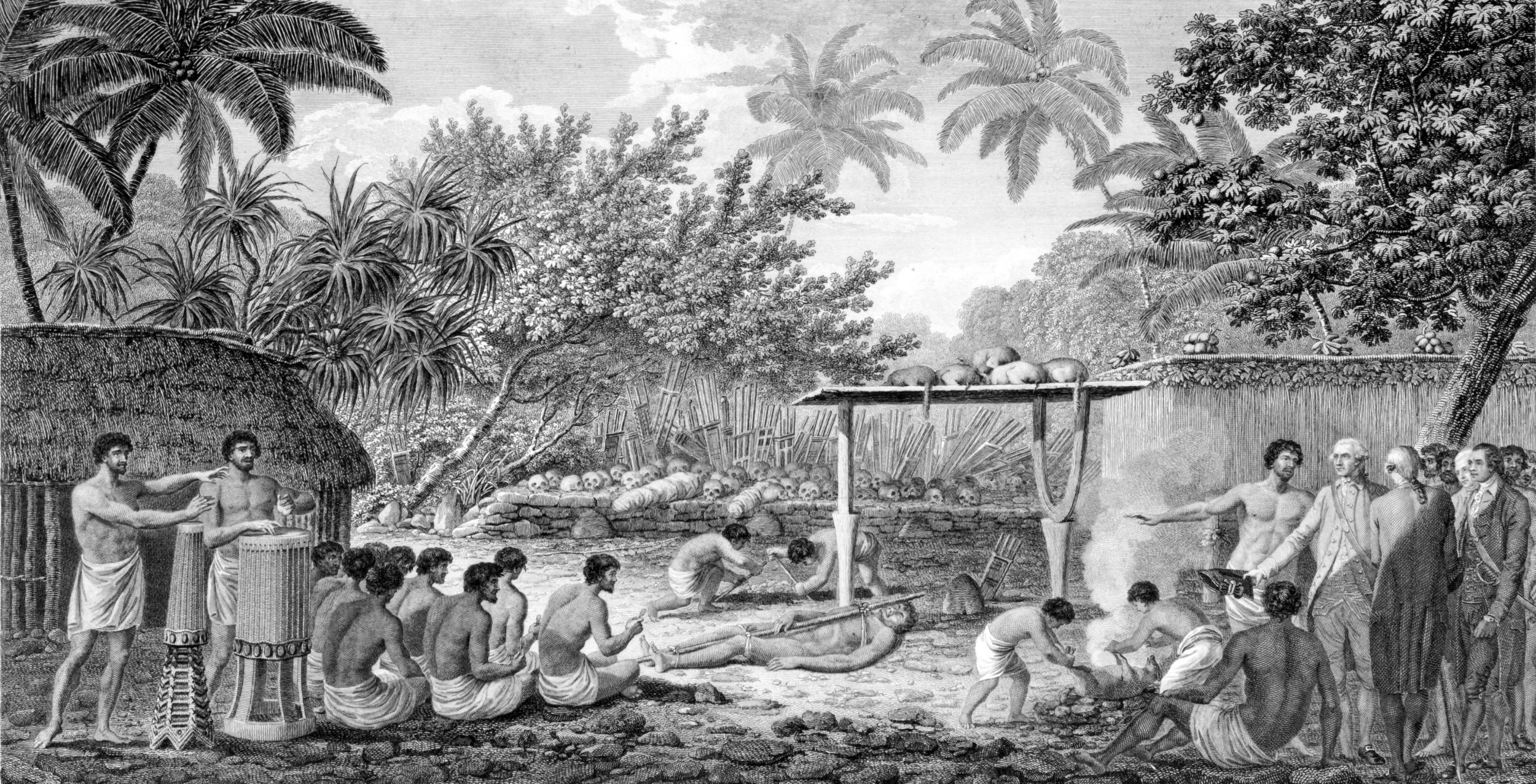 James Cook witnessing human sacrifice in Tahiti c. 1773