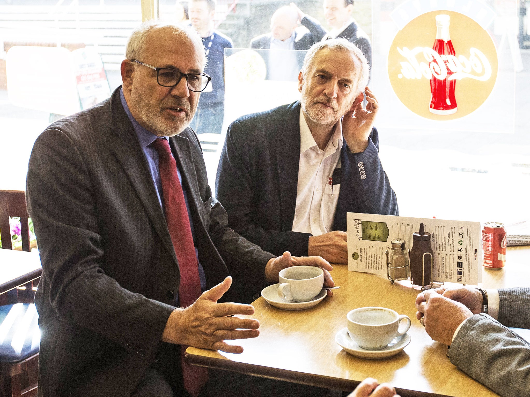 Jon Trickett, left, with Jeremy Corbyn in Harlow on Tuesday