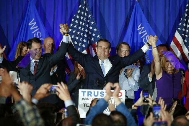 Mr Cruz delivered a victory speech on Tuesday night in Wisconsin