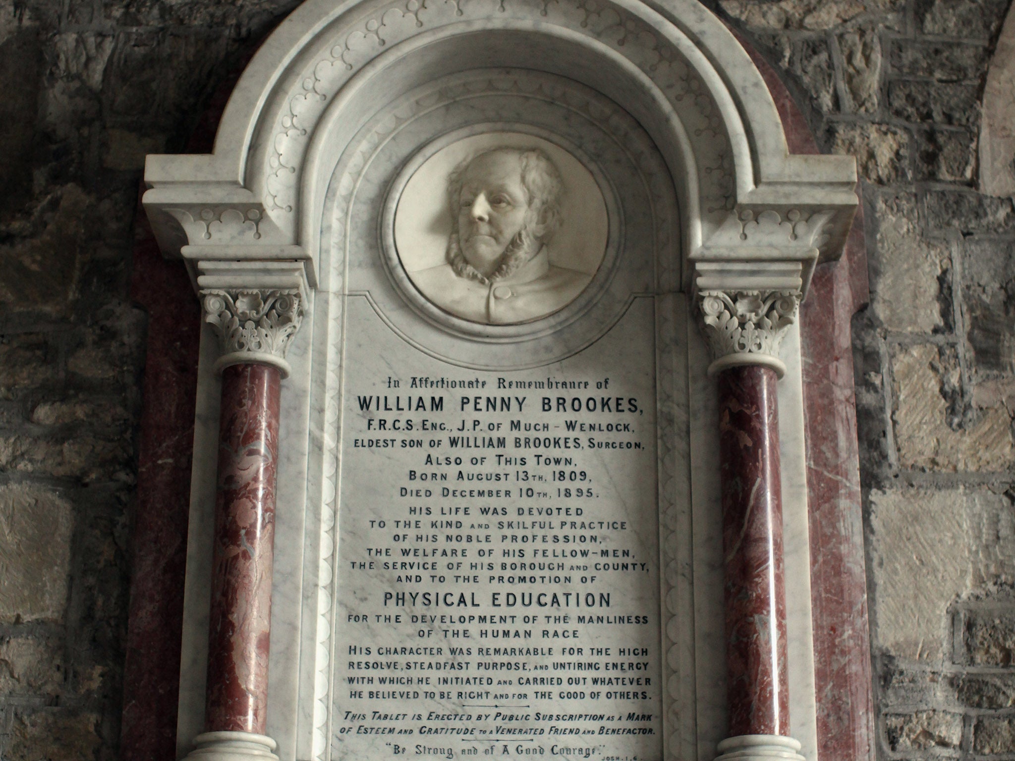 A memorial to William Penny Brookes in Wenlock, Shropshire