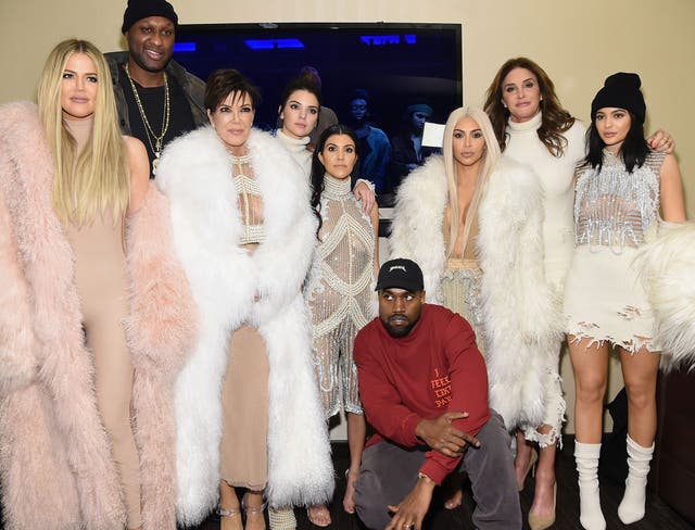 L -R: Khloe Kardashian, Lamar Odom, Kris Jenner, Kendall Jenner, Kourtney Kardashian, Kanye West, Caitlin Jenner and Kylie Jenner