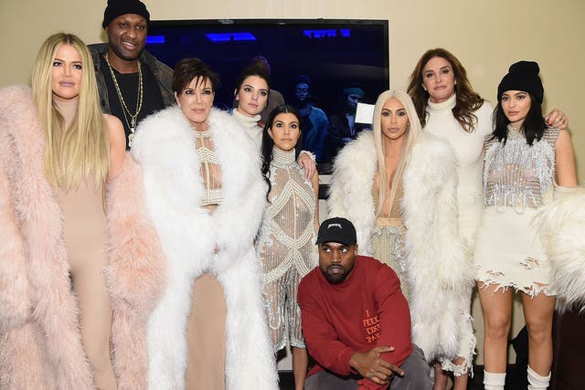 L -R: Khloe Kardashian, Lamar Odom, Kris Jenner, Kendall Jenner, Kourtney Kardashian, Kanye West, Caitlin Jenner and Kylie Jenner