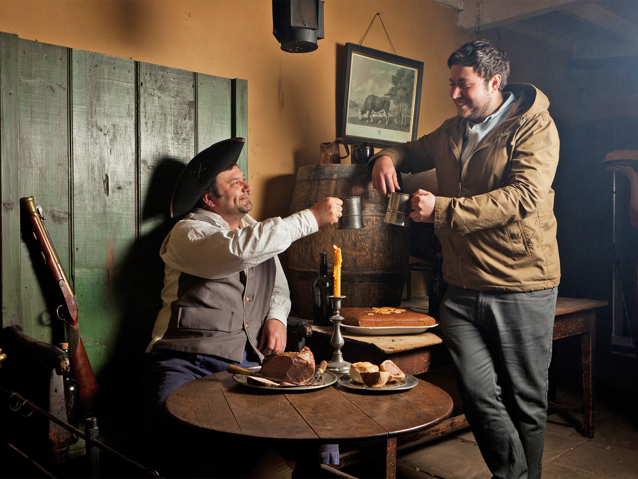 A visitor enjoys a drink at Beamish’s coaching inn in County Durham