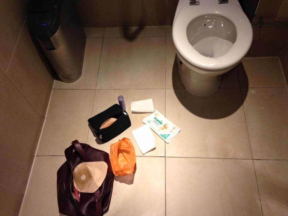 A photo Caroline Richards shared on Facebook to show the lack of facilities for people with a stoma.