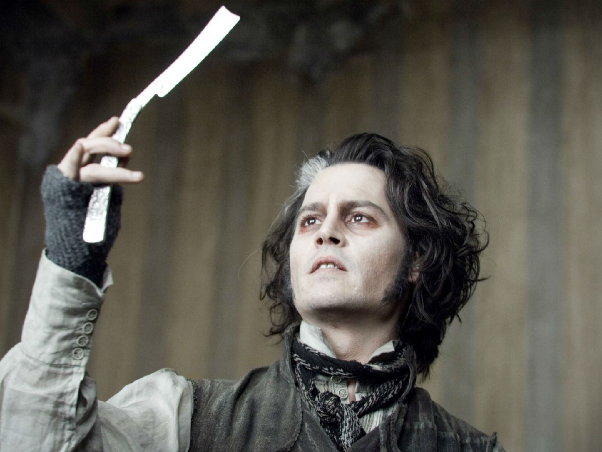 Johnny Depp as the demon barber in Tim Burton's film adaptation of Sweeney Todd