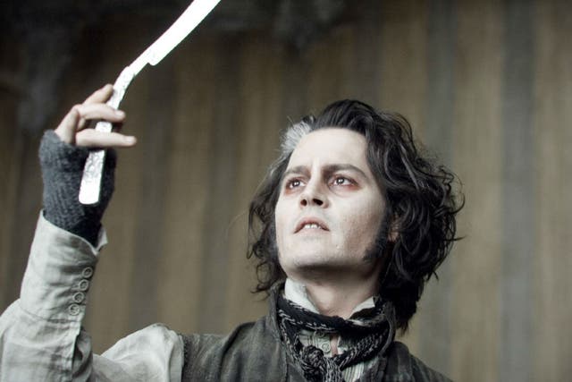 Johnny Depp as the demon barber in Tim Burton's film adaptation of Sweeney Todd