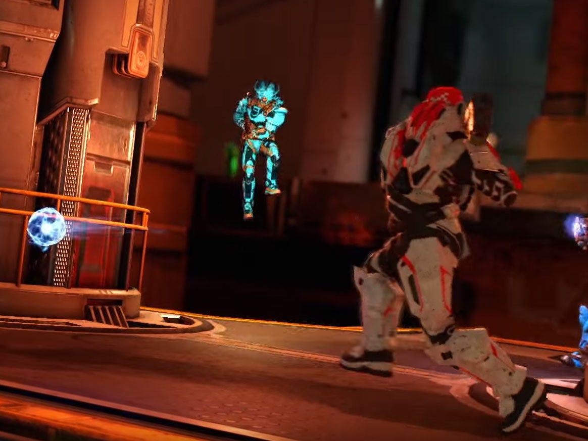 A screenshot from Doom's multiplayer mode