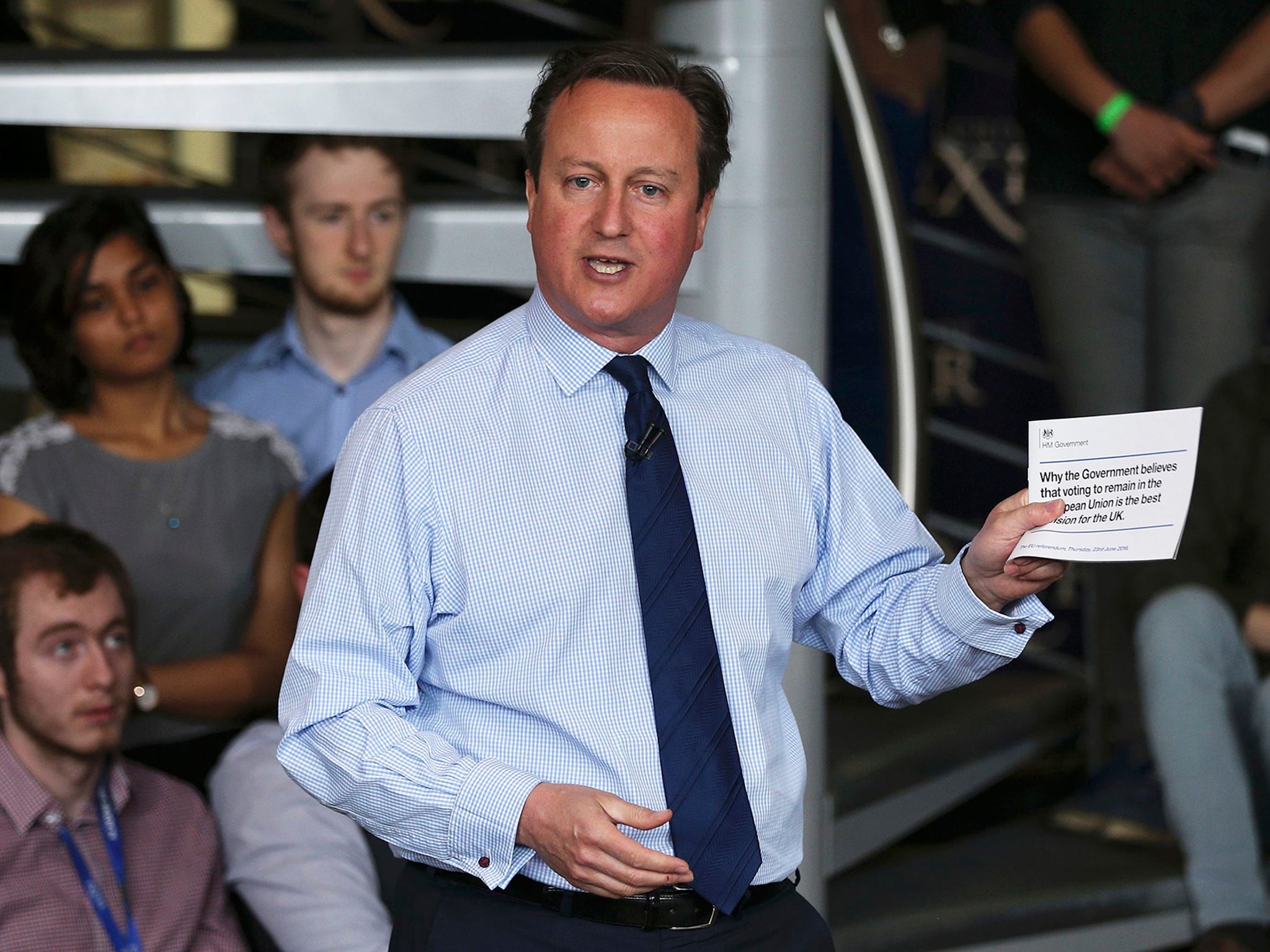 David Cameron addresses students at Exeter University