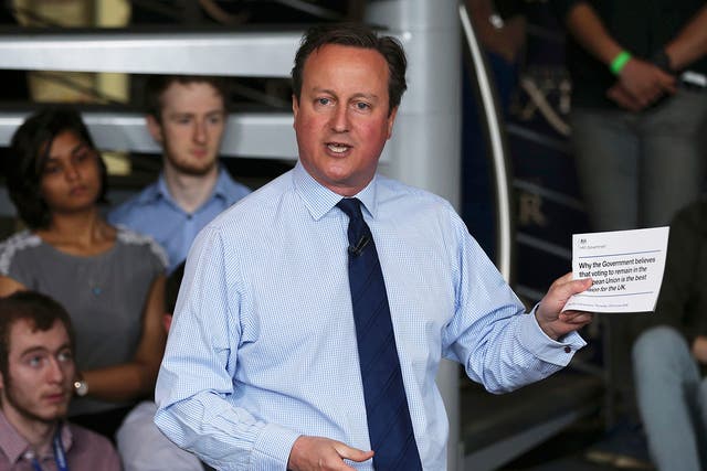 David Cameron addresses students at Exeter University