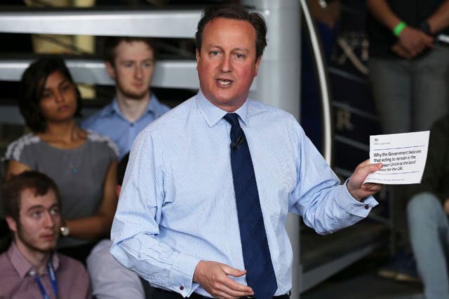 David Cameron speaks to students at Exeter University about the benefits of the European Union