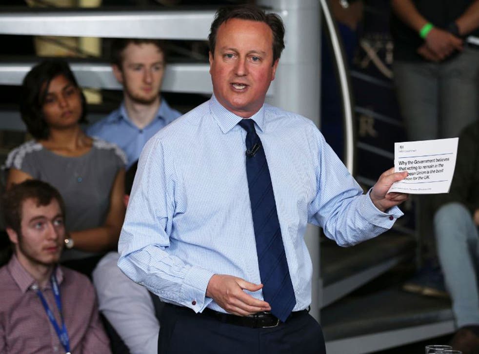 David Cameron speaks to students at Exeter University about the benefits of the European Union
