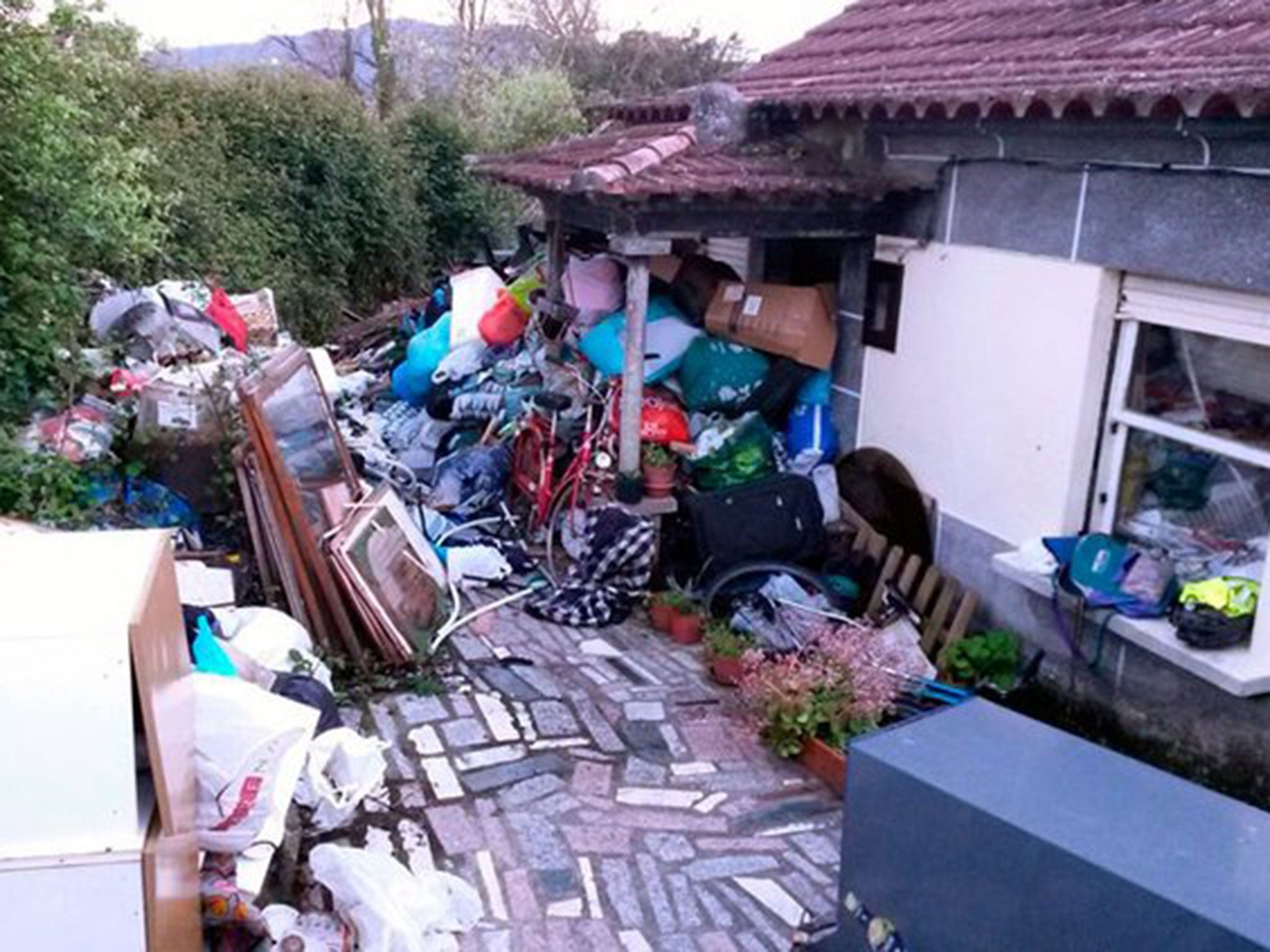 The rubbish collected at the man's home