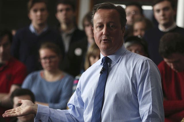 Britain's Prime Minister David Cameron addresses students at Exeter University in Exeter, Britain April 7, 2016. REUTERS/Dan Kitwood/Pool