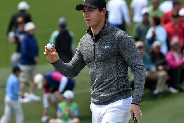 Rory McIlroy puts on the 2nd green at Augusta
